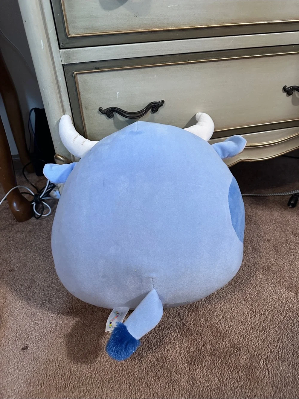 Squishmallows Blue Cow Plush Accent Pillow with Cream Belly